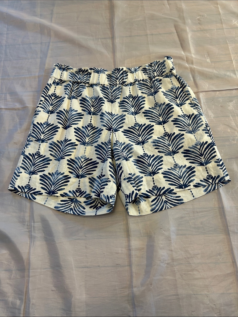 J. Jill White Shorts with Navy Botanical Print